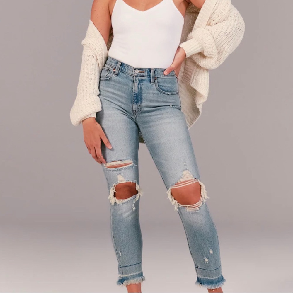 A&F distressed mom jeans